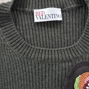 RED Valentino Ladies Dark Gray Crewneck Sweater